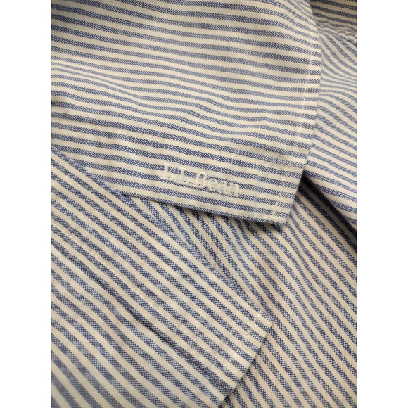 L.L. Bean Shirt Blue Striped Button Down Classic Oxford 100% Organic Cotton XL - Picture 8 of 11